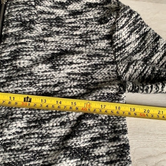 DeX knit sweater jacket black white zipper cardigan casual career size Small - Picture 5 of 8
